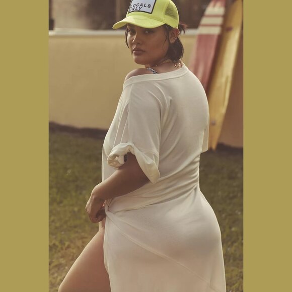 NEW Celandine - Petite Sizes XS,S, M, L Gathered T-Shirt Dress - White - Picture 5 of 7